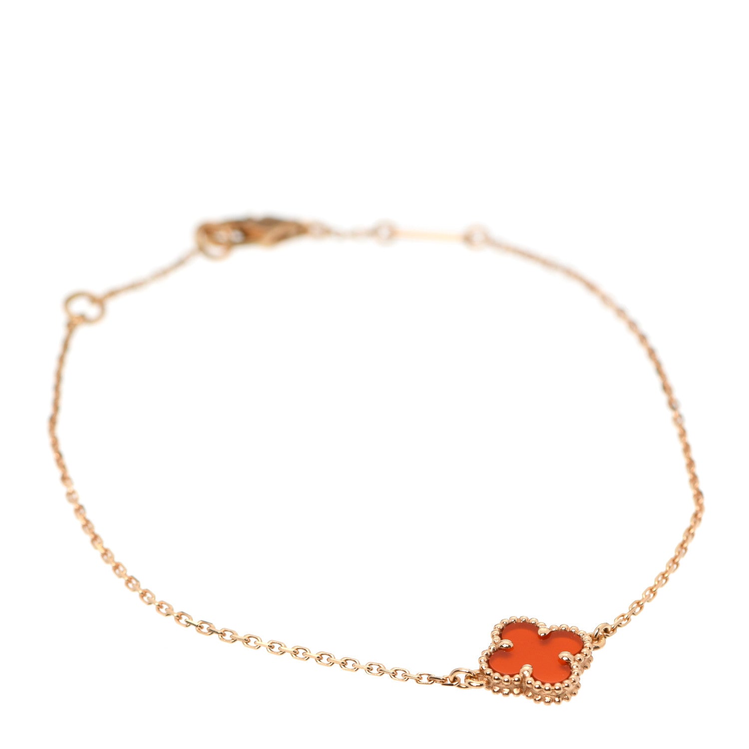 Van Cleef & Arpels 18K Rose Gold Carnelian Sweet Alhambra Bracelet 1 of 7