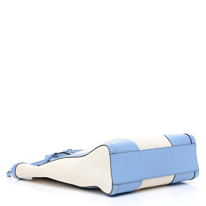 Gucci Linen Canvas Calfskin Medium Swing Top Handle Bag Mineral Blue 3 of 9