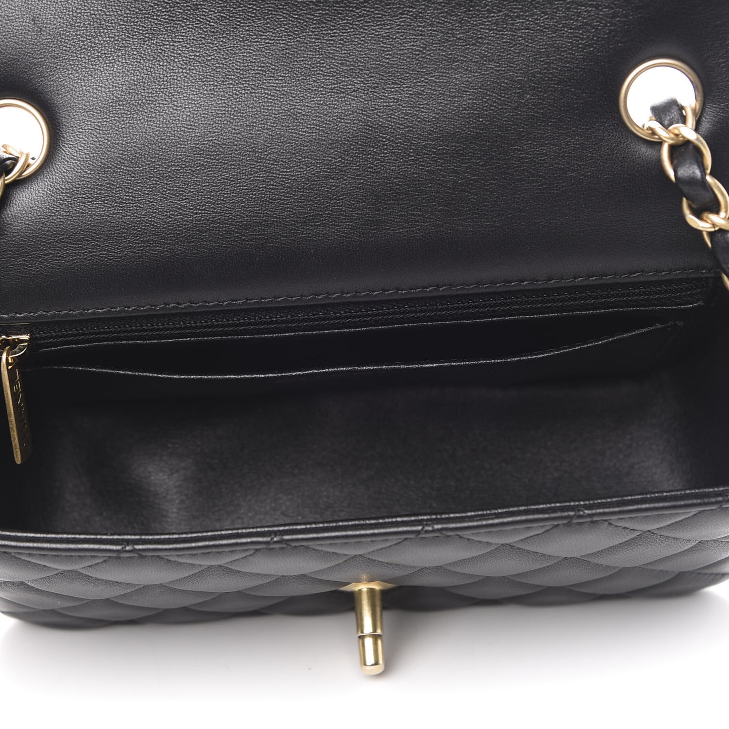 Lambskin Quilted Mini Rectangular Flap Black