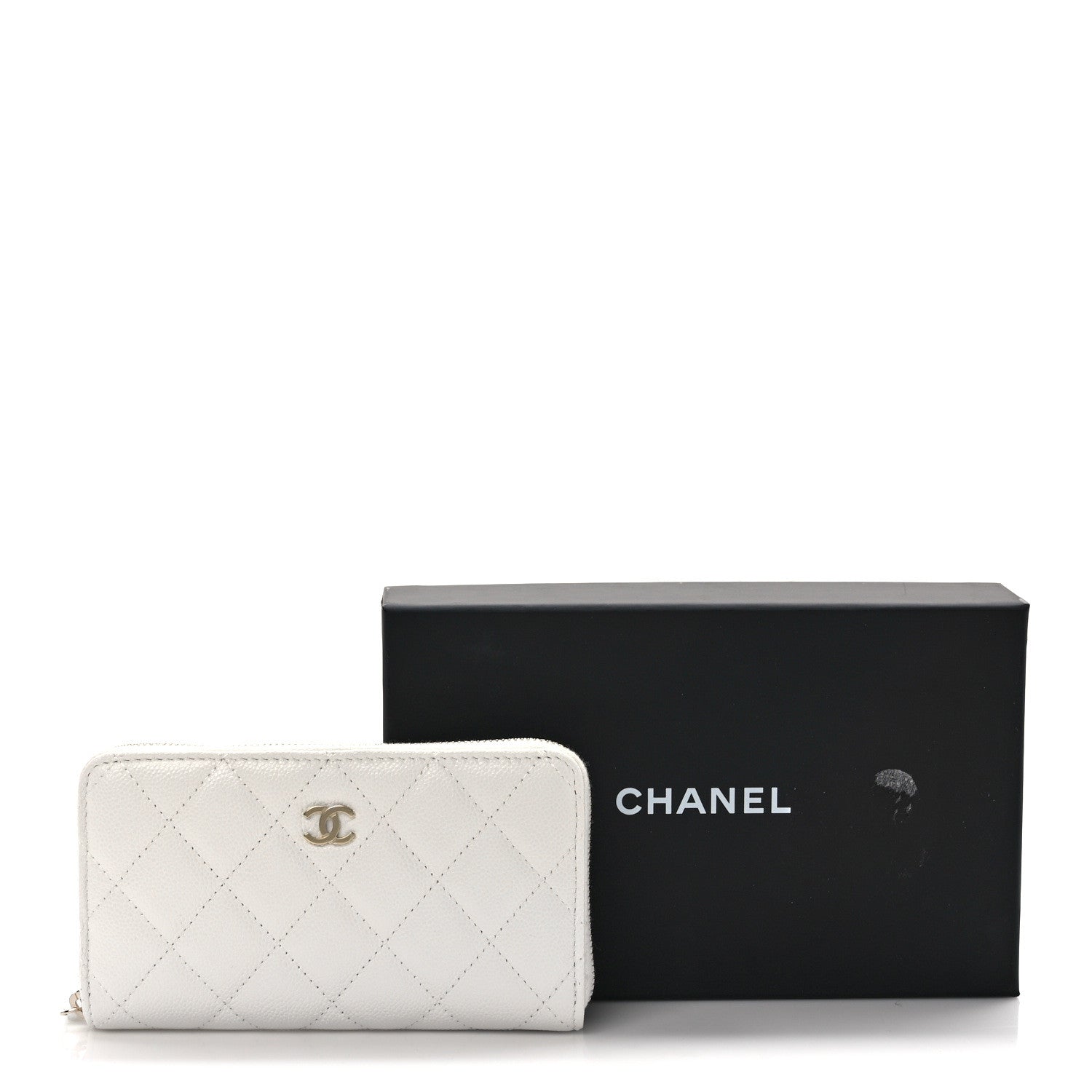 Chanel Caviar Quilted Medium Zip Around Wallet White 10 of 10