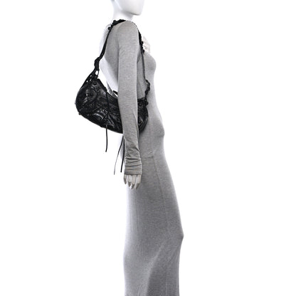 Balenciaga Extra Supple Calfskin Crocodile Embossed Monochrome Small Le Cagole Shoulder Bag Black 2 of 11