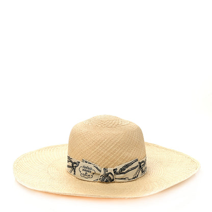 Hermes Straw Brides De Gala Panama Carrousel Hat 58 Naturel Ecru Black 7 of 9