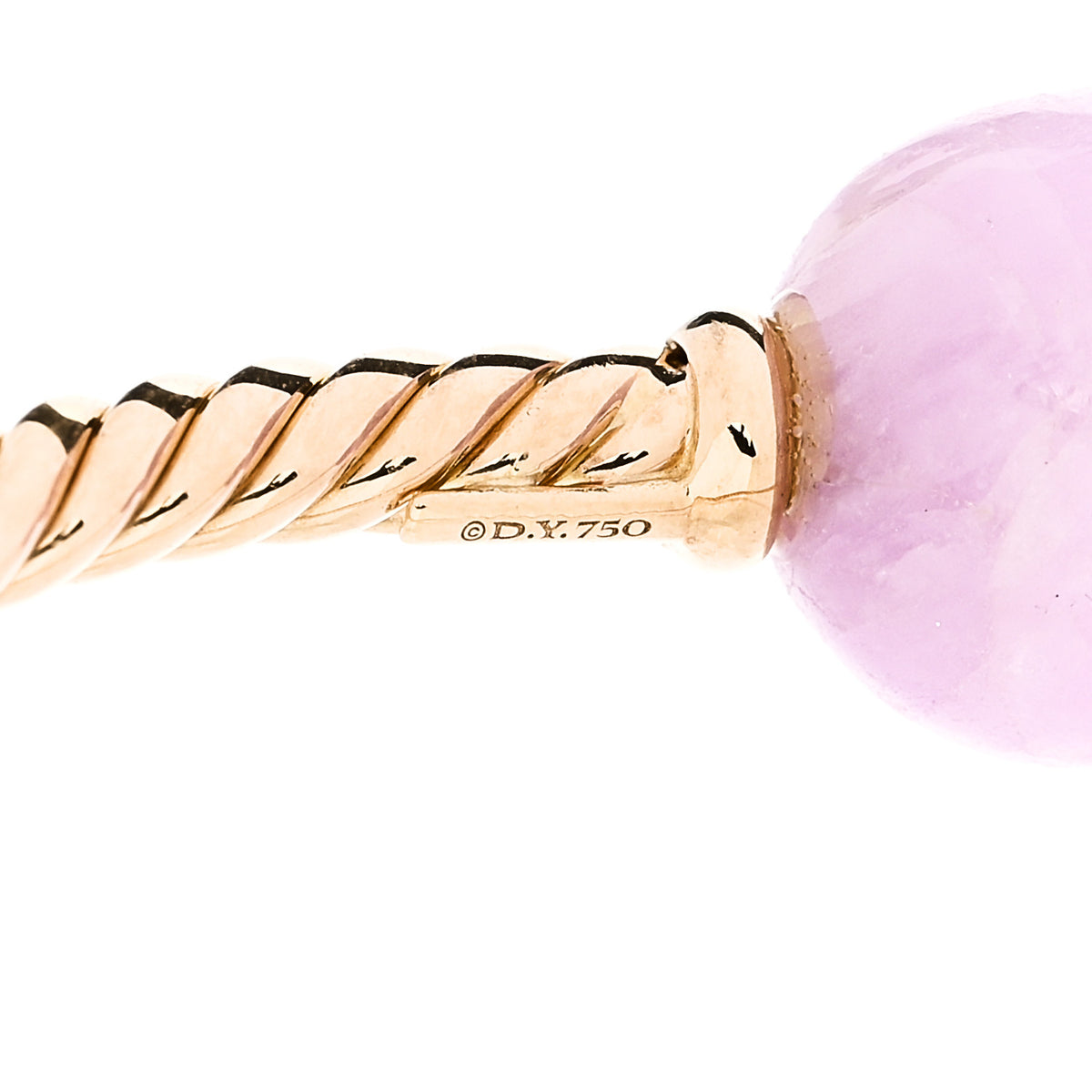 David Yurman 18K Yellow Gold Kunzite 12mm Solari Bead Bracelet 3 of 5