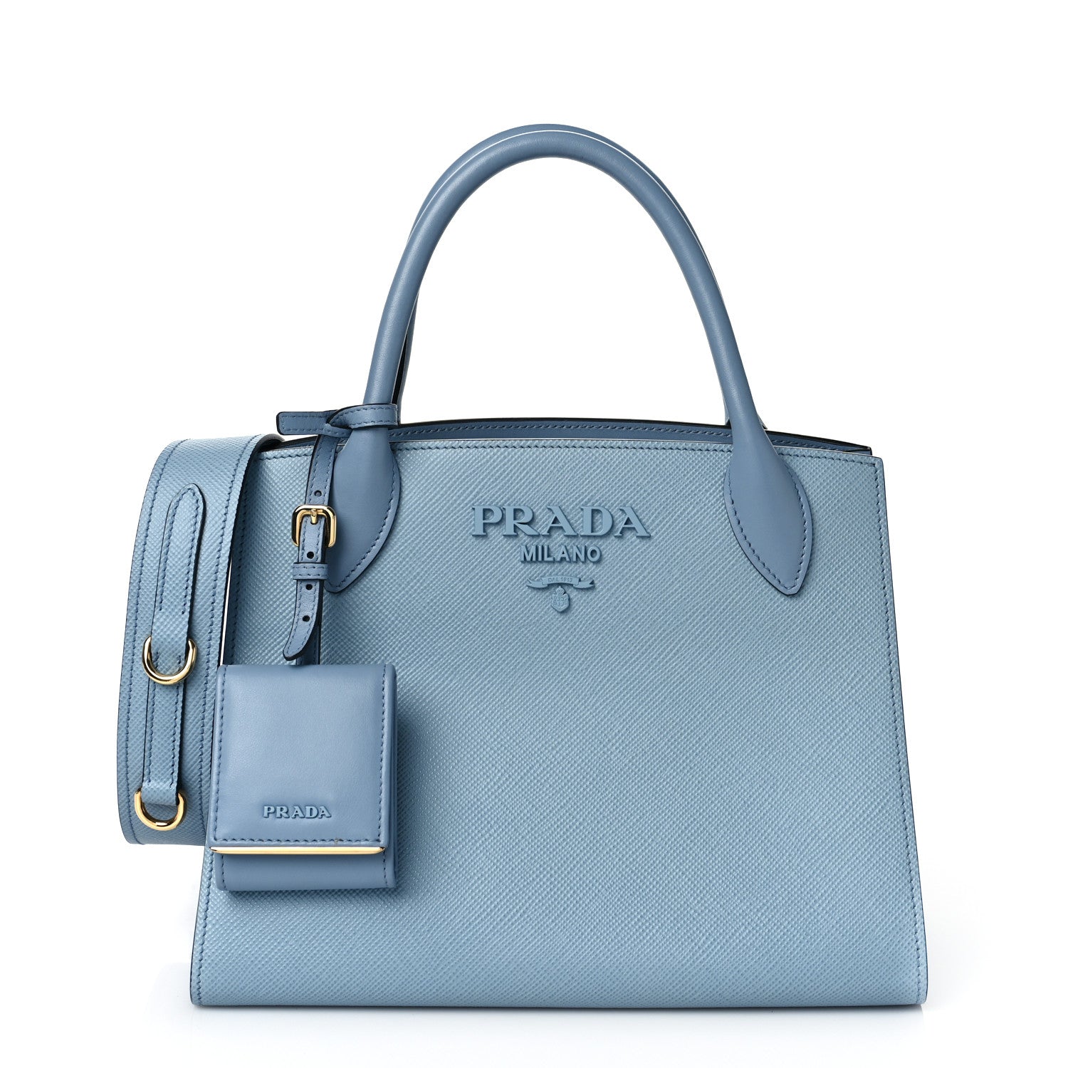Prada Saffiano Cuir Calfskin Small Monochrome Top Handle Tote Astrale 1 of 7