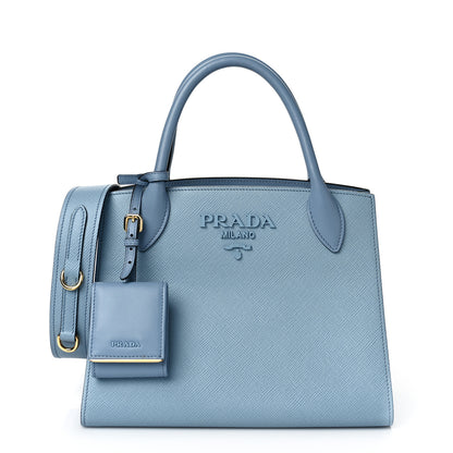 Prada Saffiano Cuir Calfskin Small Monochrome Top Handle Tote Astrale 1 of 7