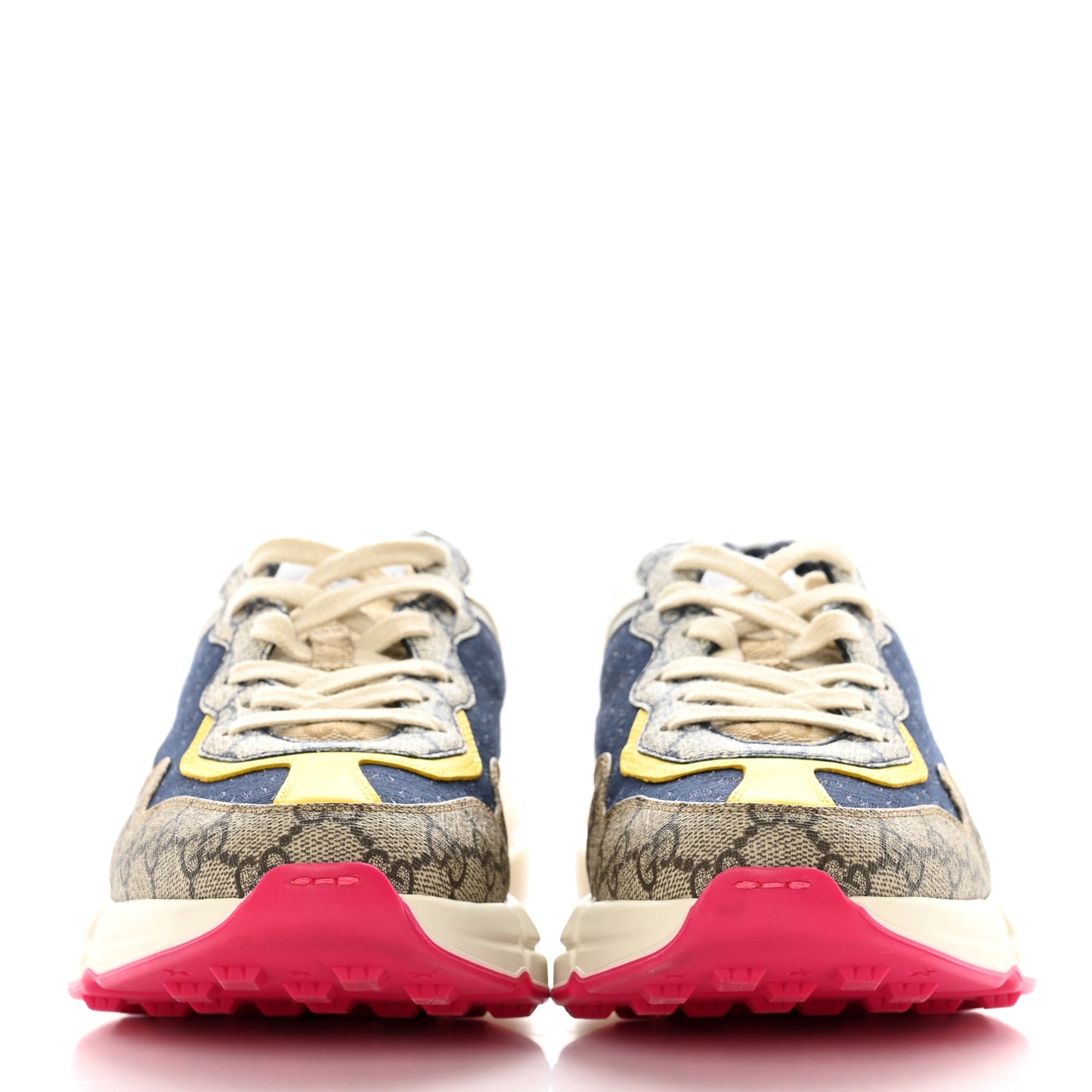 GG Supreme Monogram Mix Monogram Mens Rhyton Sneakers 5.5 London Blue Beige Sun Yellow