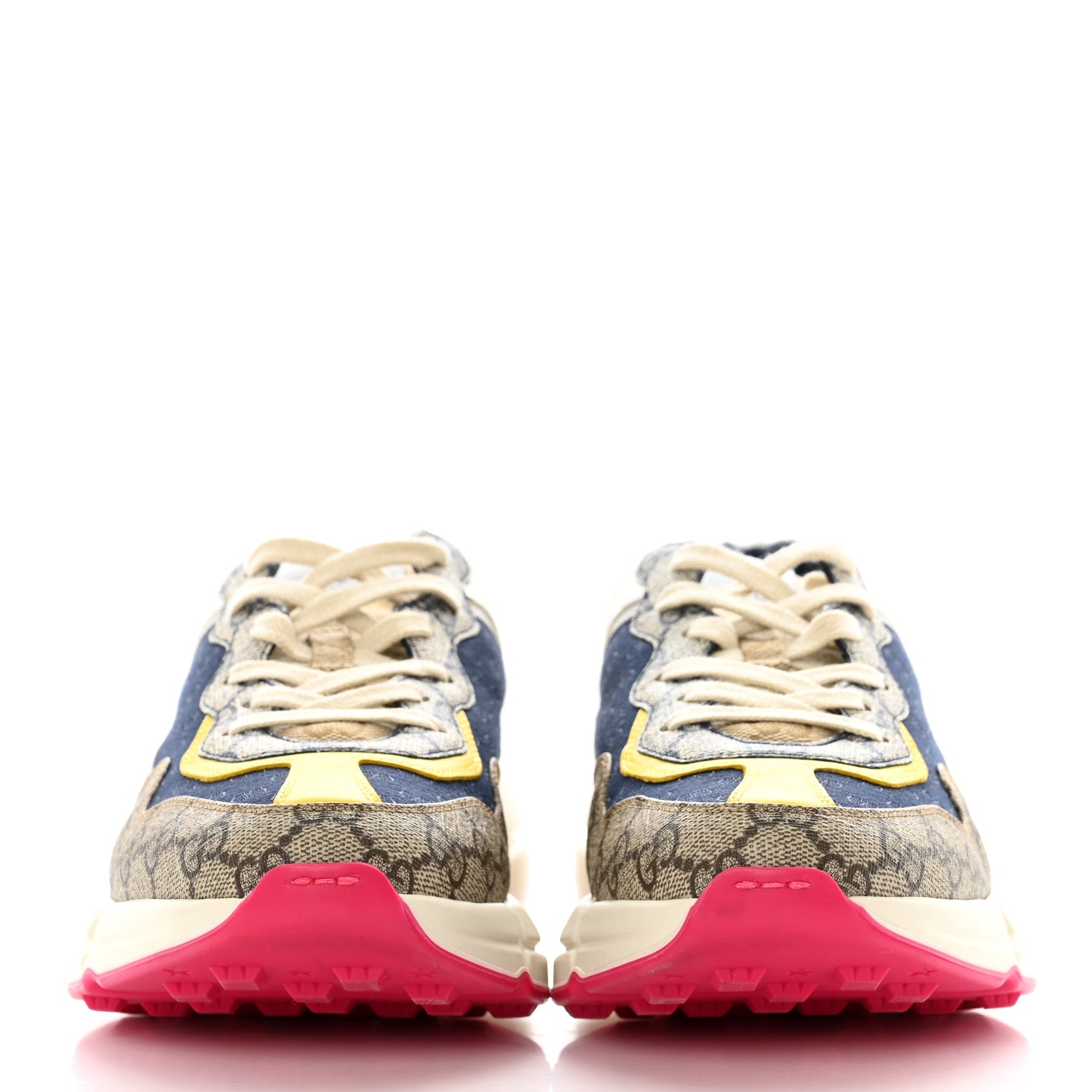 Gucci GG Supreme Monogram Mix Monogram Mens Rhyton Sneakers 5.5 London Blue Beige Sun Yellow 2 of 17