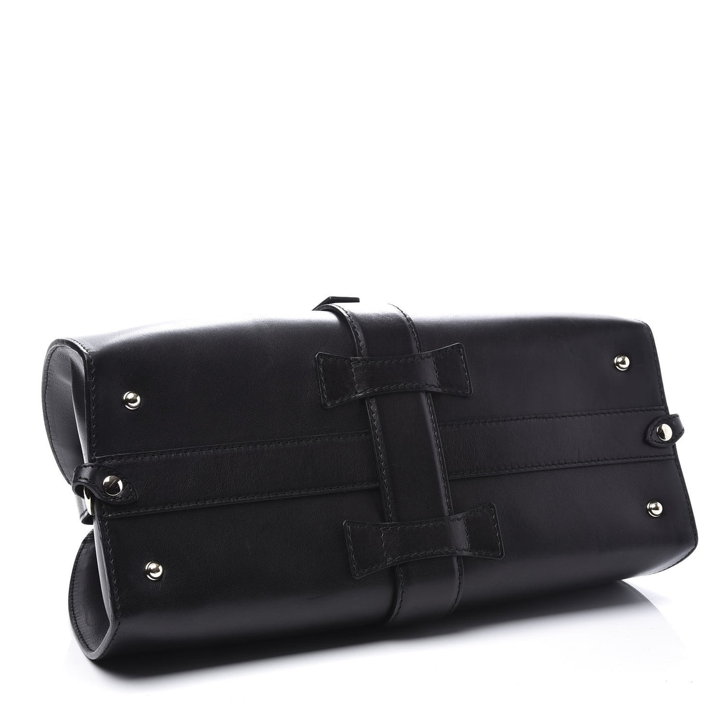 Calfskin Medium Stirrup Top Handle Bag Black