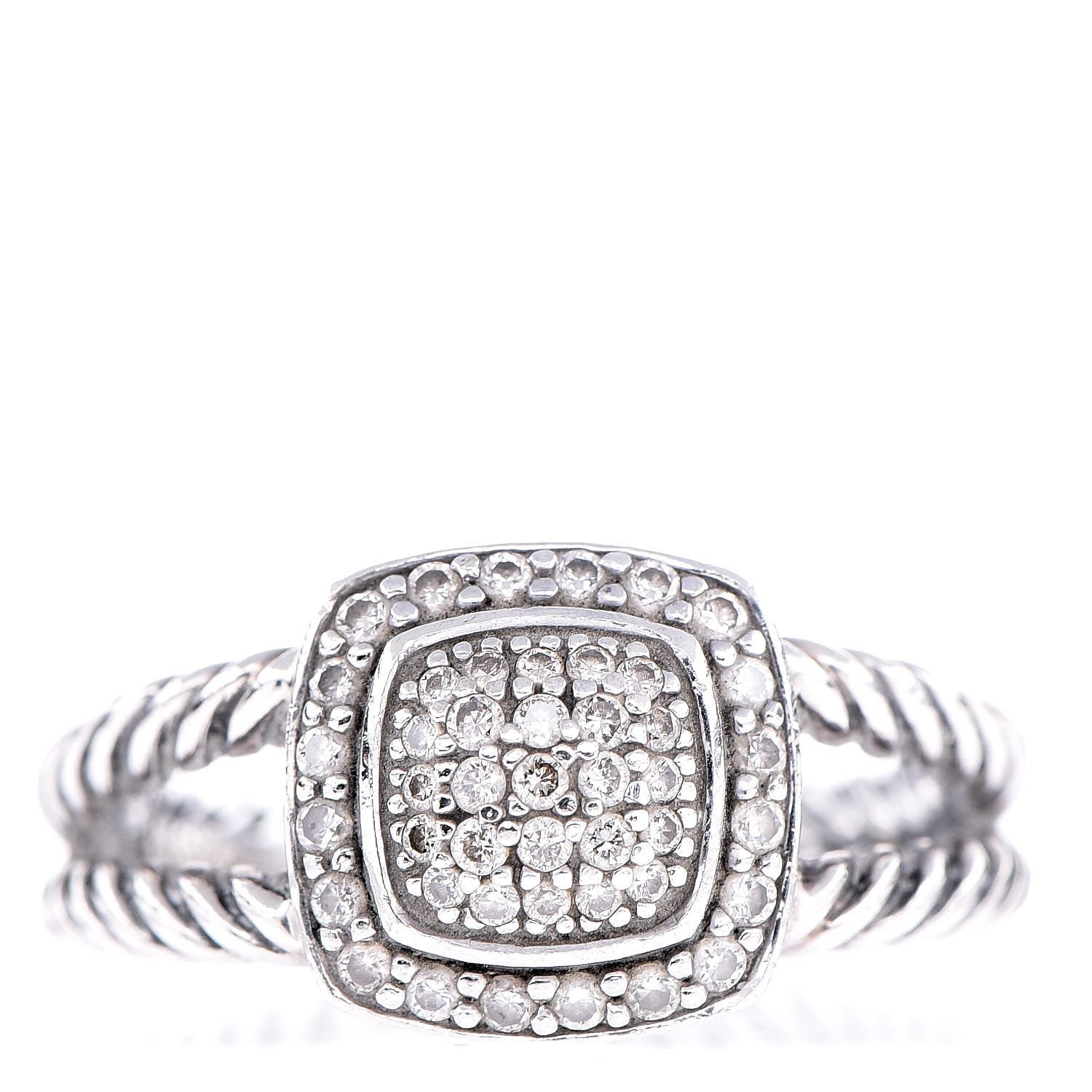 David Yurman Sterling Silver Diamond 7mm Petite Albion Pave Ring 57 8 1 of 12
