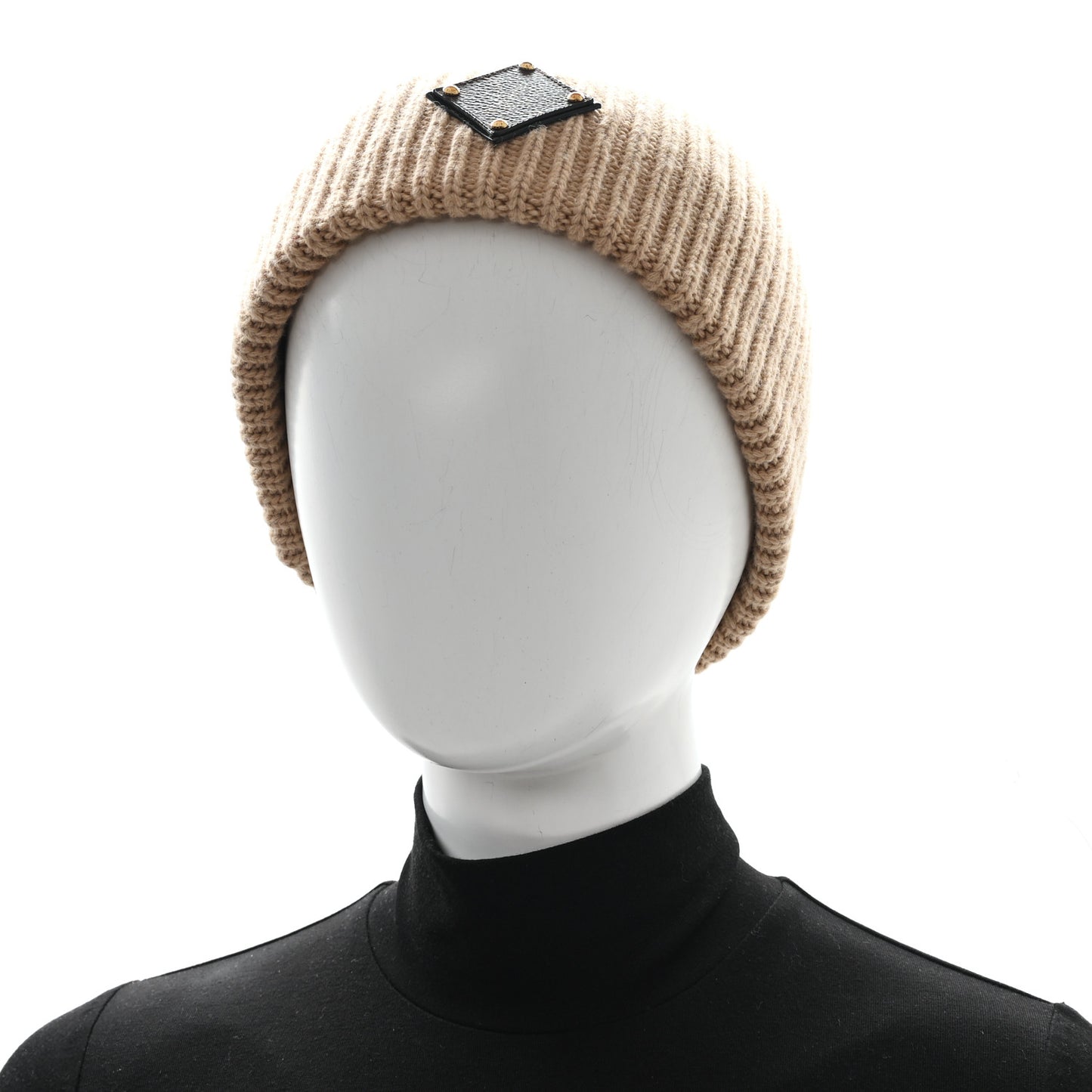 Wool LV initials Monogram Beanie Hat Beige