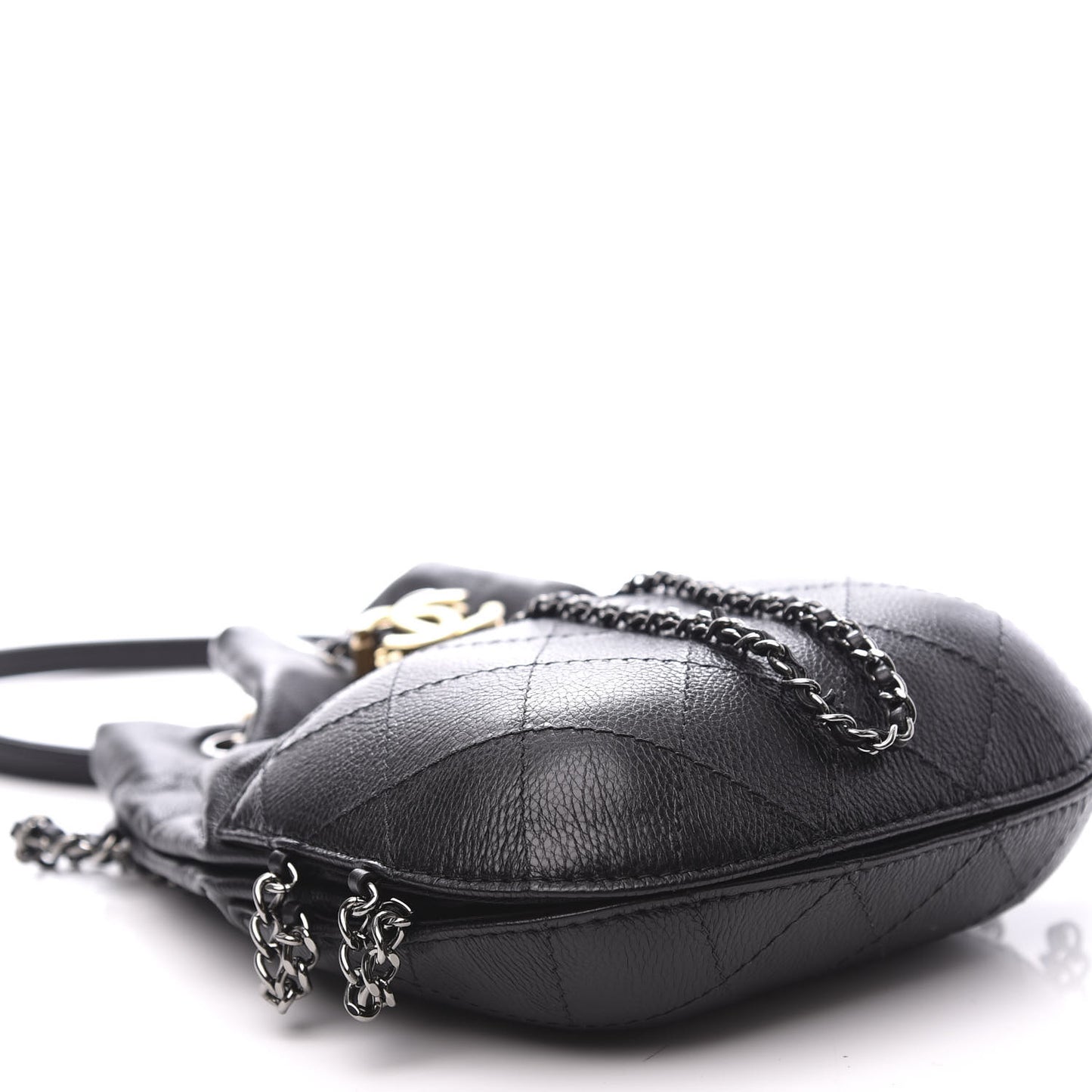 Calfskin Quilted Small Gabrielle Bucket Black