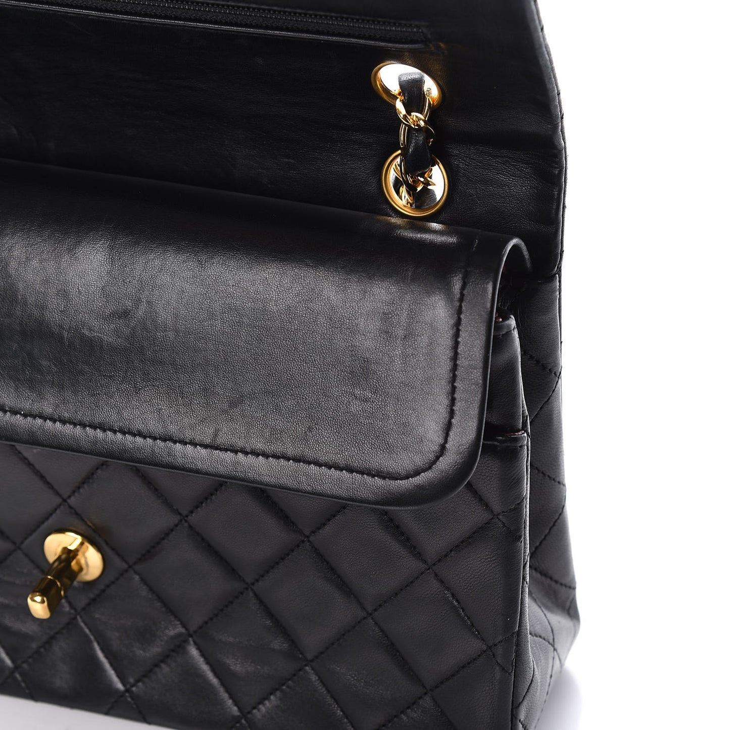 Lambskin Quilted Medium Double Flap Black