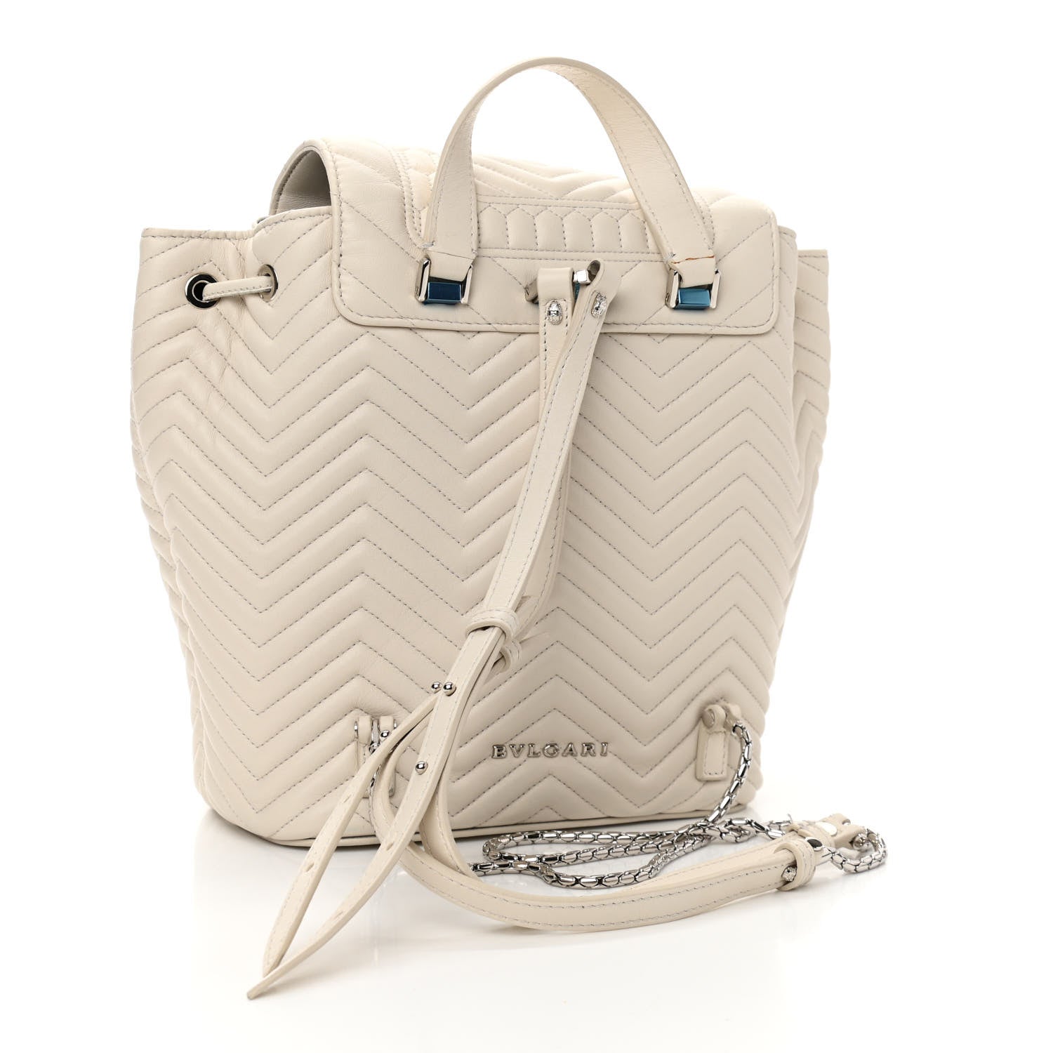 Bulgari Calfskin Quilted Serpenti Forever Backpack White 3 of 11