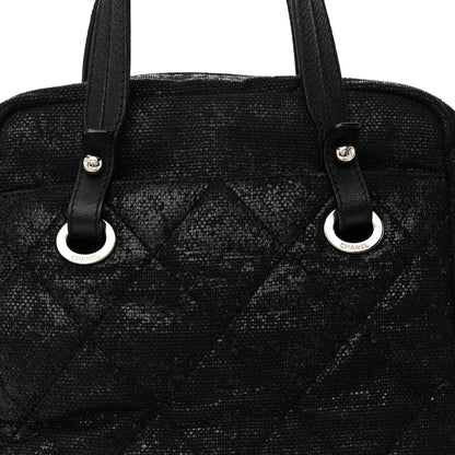 Chanel Coated Canvas Paris Biarritz Satchel Black 8 of 10