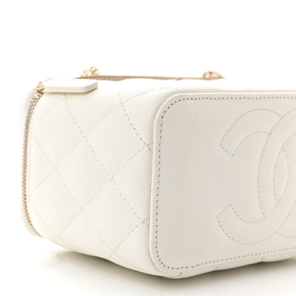 Chanel Caviar Quilted Small Vanity Case With Chain White 9 of 10