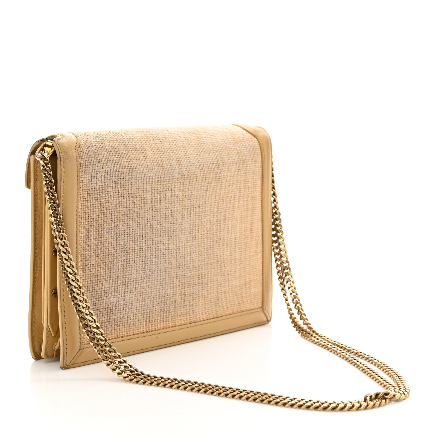 Saint Laurent Canvas Calfskin Classic Monogram Cassandra Clasp Bag Grege Brown Gold 3 of 12