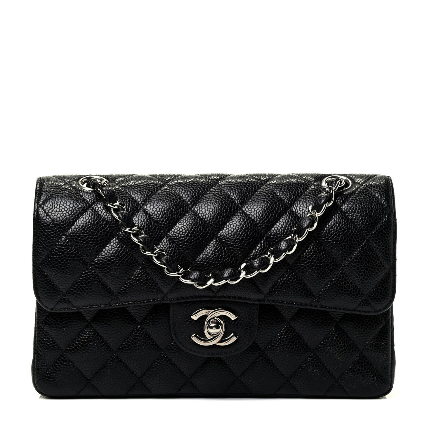 Caviar Quilted Small Double Flap Black