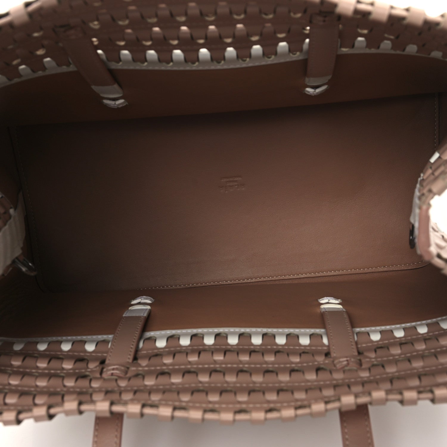 Alaia Calfskin Laser Cut Tote Nude White 5 of 11