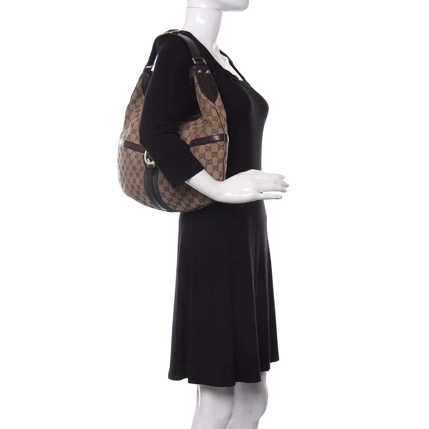 Gucci Monogram Web GG Reins Hobo Brown 2 of 10