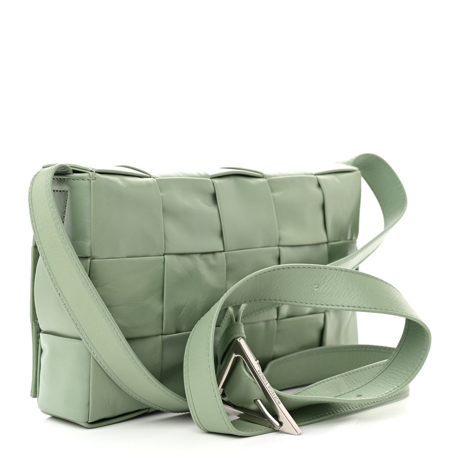 Bottega Veneta Paper Calfskin Maxi Intreccio Cassette Crossbody Bag Sage 3 of 12