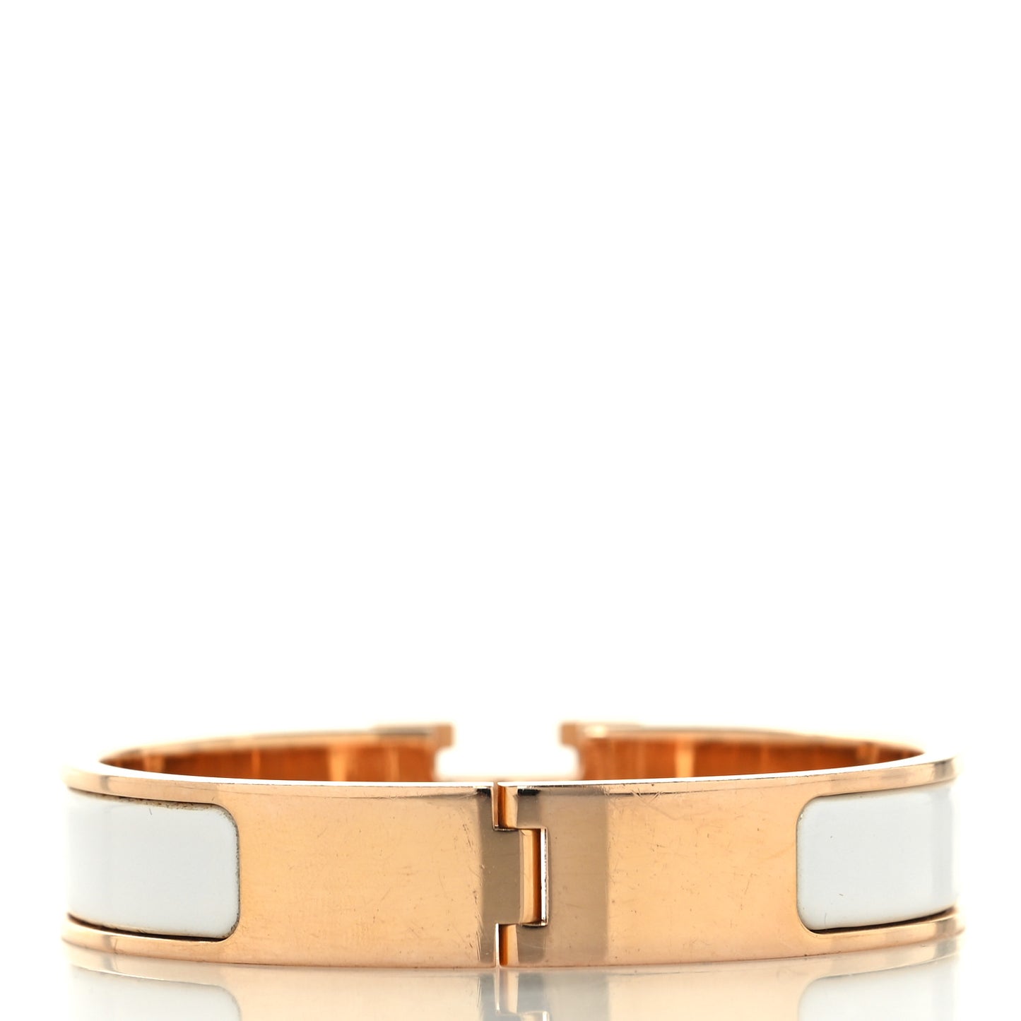 Enamel Narrow Clic Clac H Bracelet PM White