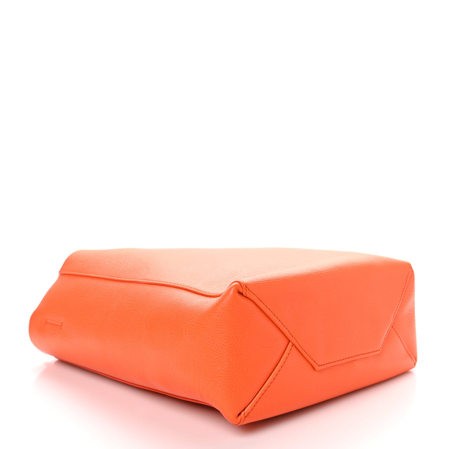 Grained Calfskin Small Vertical Cabas Orange