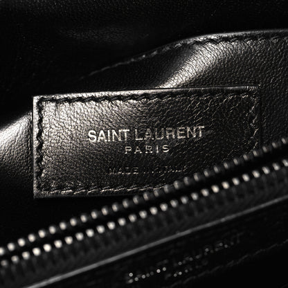 Saint Laurent Sheepskin Matelasse Chevron Monogram Monochrome Medium College Bag Black 6 of 11