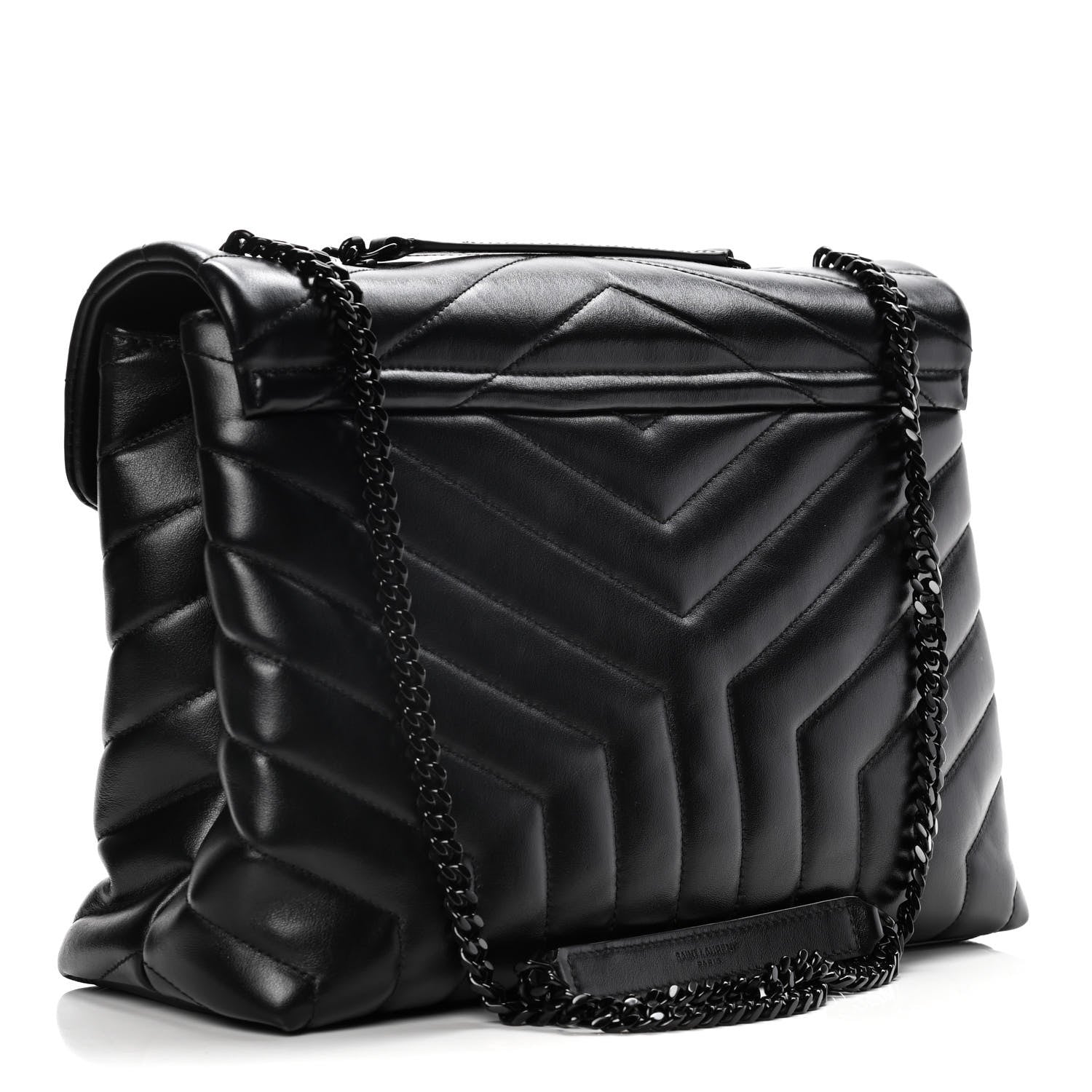 Saint Laurent Calfskin Y Quilted Monogram Medium Loulou Chain Satchel Black 3 of 14