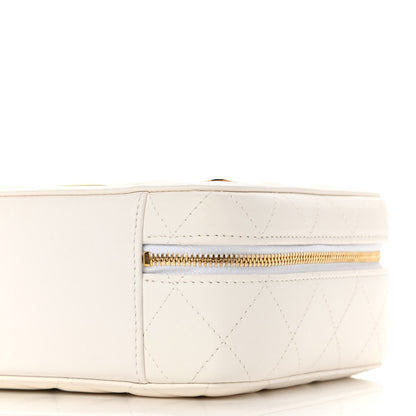 Chanel Lambskin Quilted Golden Plate Vanity Case White Gold 10 of 10