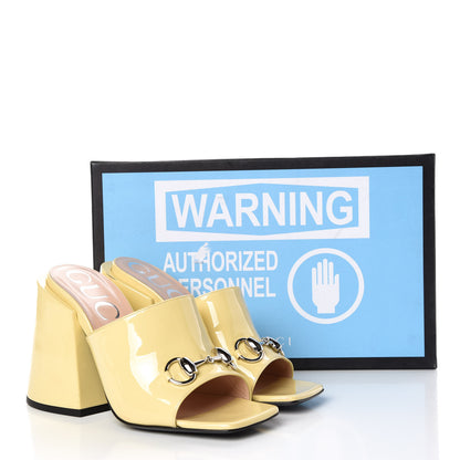 Gucci Patent Lexi Horsebit High-Heel Slide Sandals 37 Burro 12 of 12