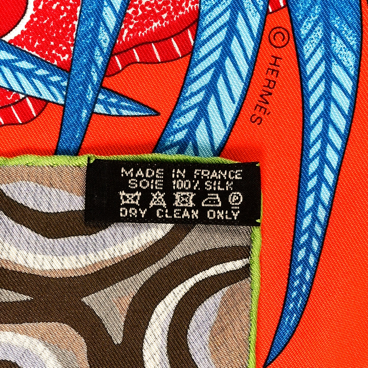 Silk La Marche Du Zambeze Scarf 90 Orange Vert Bleu