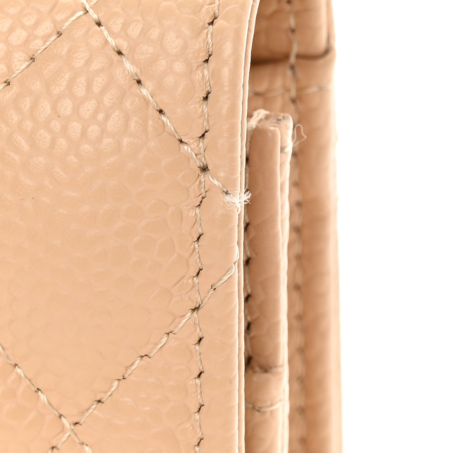 Caviar Quilted Wallet On Chain WOC Beige