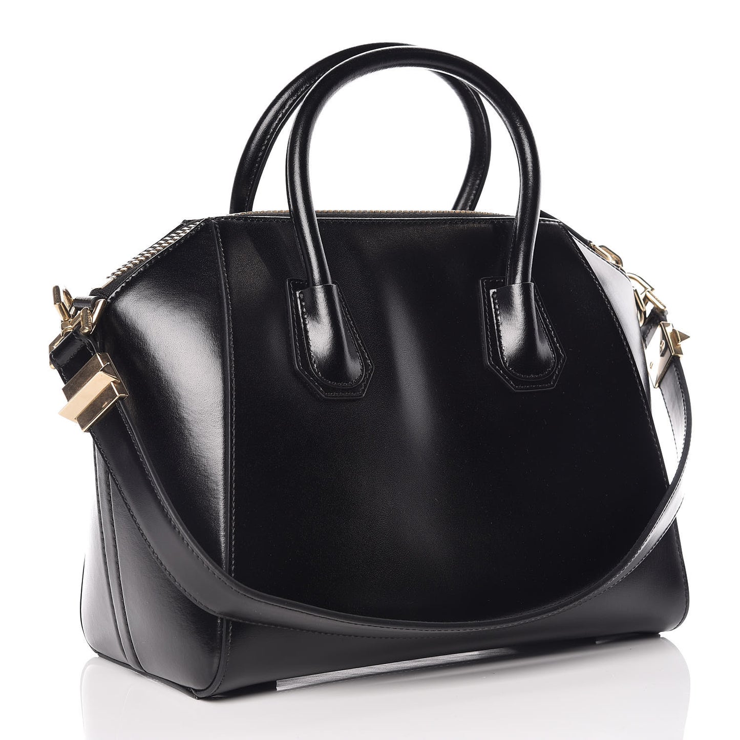 Shiny Lord Calfskin Small Antigona Black