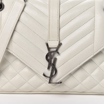 Saint Laurent Sheepskin Medium Tri-Quilt College Monogram Satchel Porcellana 12 of 12