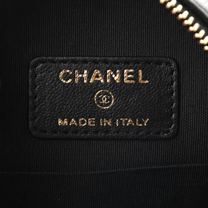 Chanel Shiny Lambskin Ribbon Quilted Round Clutch With Chain Black 6 of 8
