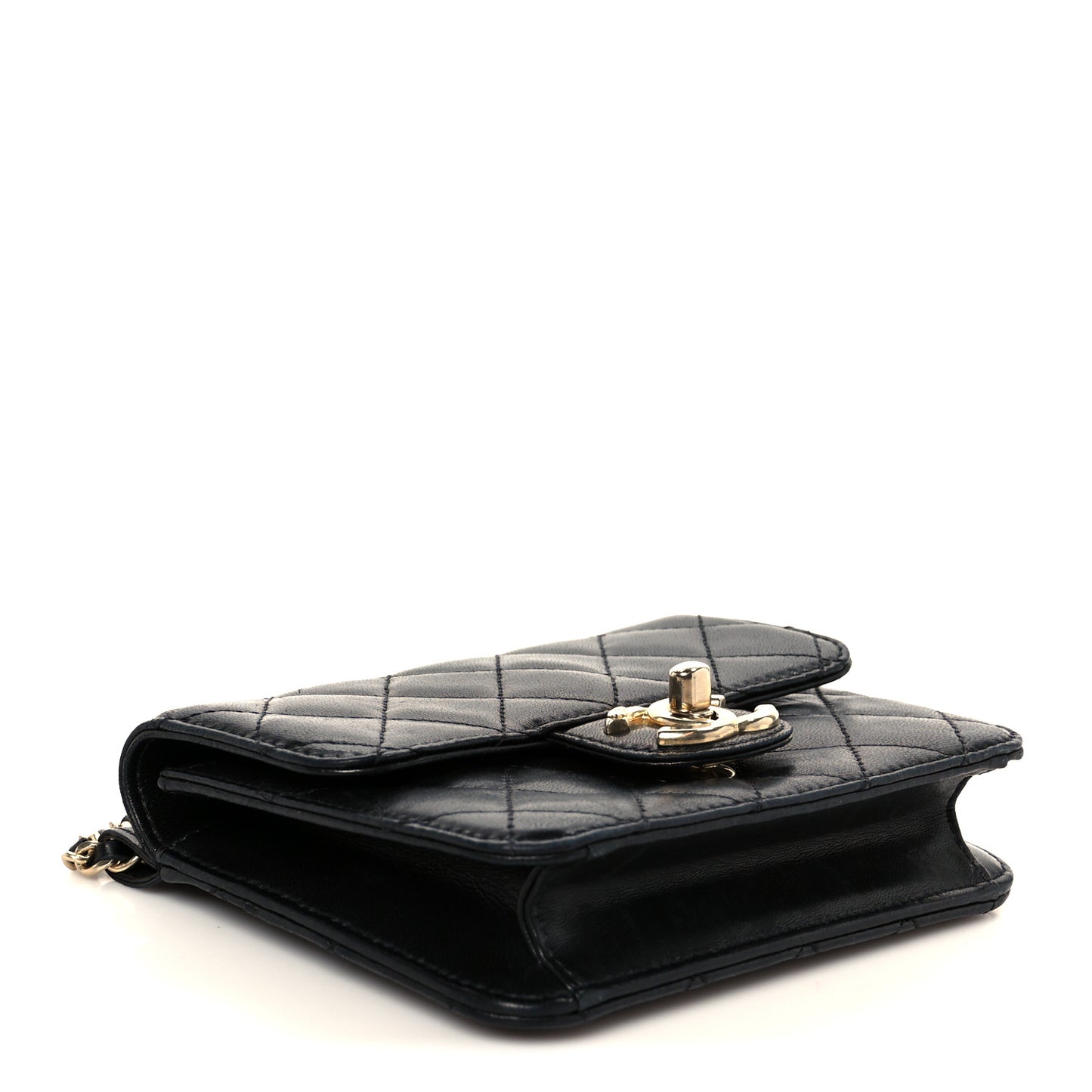 Lambskin Quilted Crossing Times Mini Flap Black