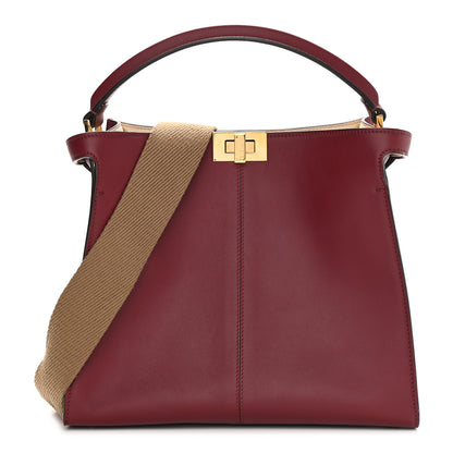 Fendi Vitello Seta Medium Peekaboo X-Lite Burgundy Beige 1 of 14