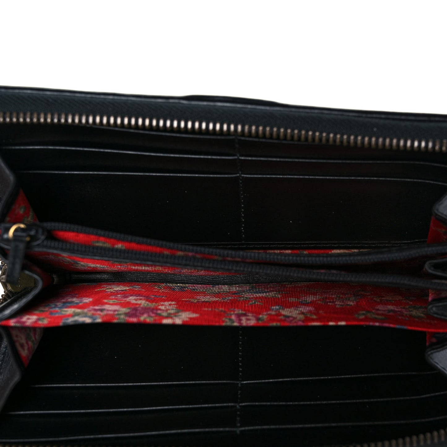 Calfskin Web Trapuntata GG Zip Around Wallet Black