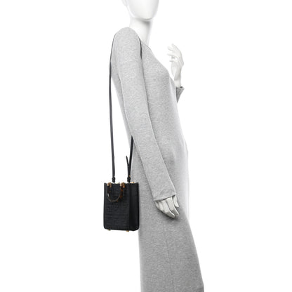 Fendi Vitello Plexiglass FF Embossed Mini Fendi Sunshine Shopper Tote Black 2 of 12