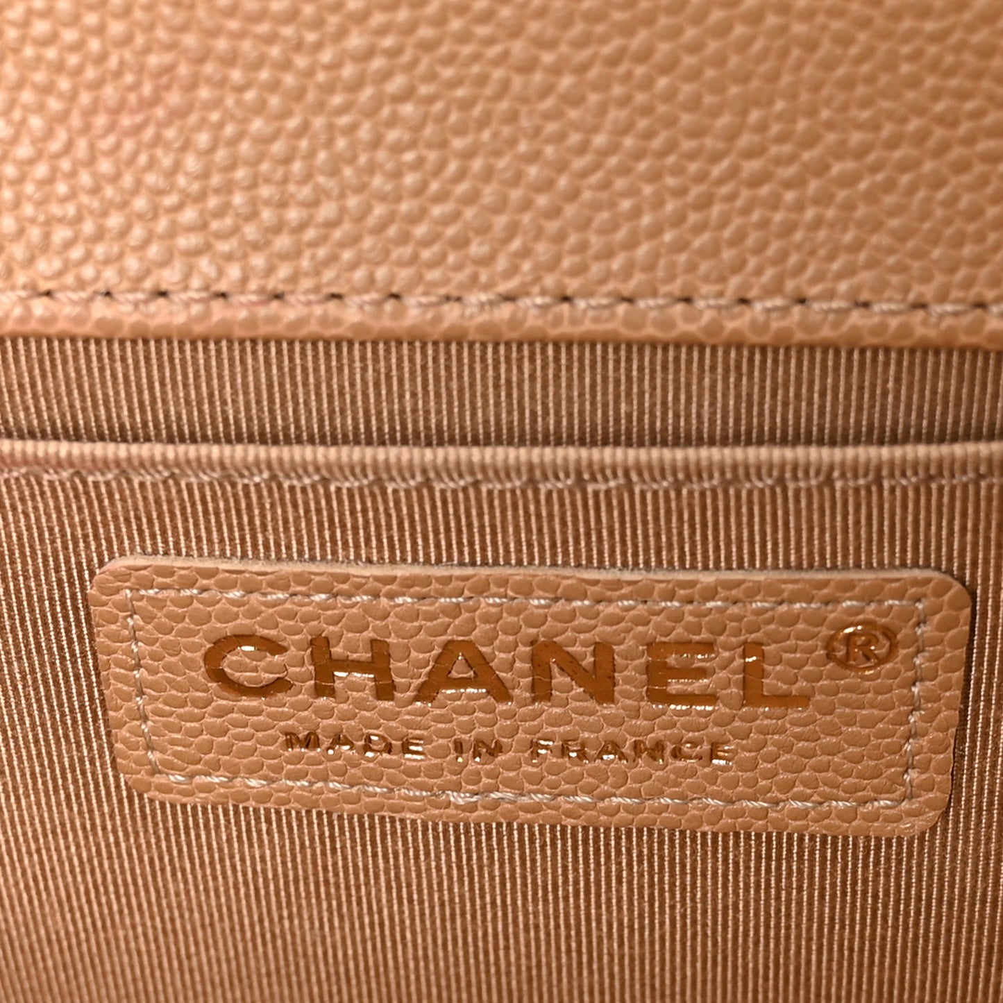 Caviar Quilted Medium Boy Flap Beige