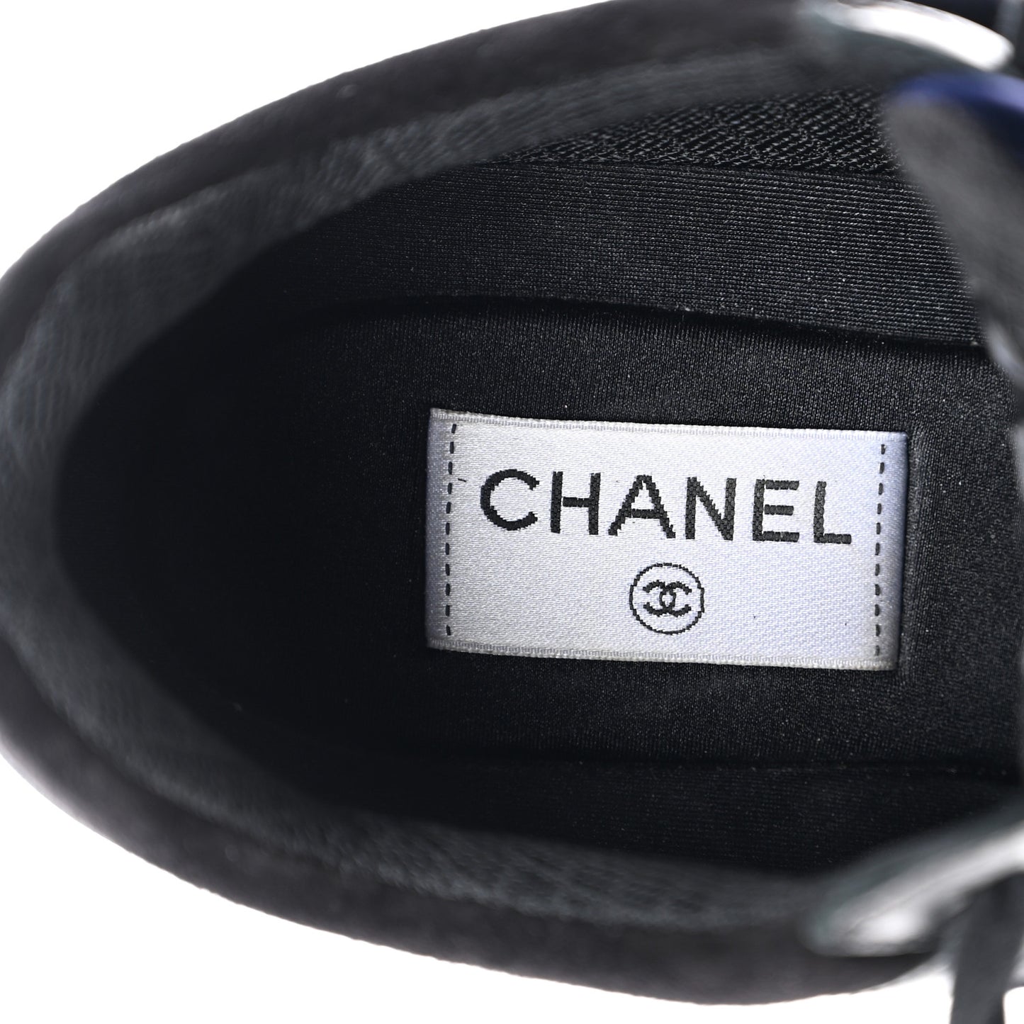Suede Velvet Lambskin CC Sneakers 38.5 Black Blue Silver