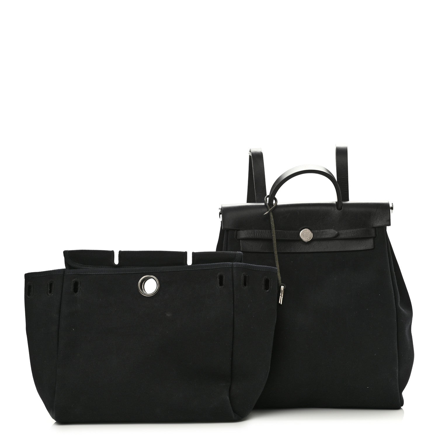 Hermes Toile Vache Calfskin Herbag 30 PM Backpack Black 2 of 11