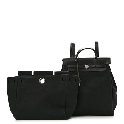 Hermes Toile Vache Calfskin Herbag 30 PM Backpack Black 2 of 11