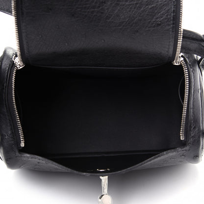 Hermes Ostrich Mini Lindy 20 Black 5 of 9