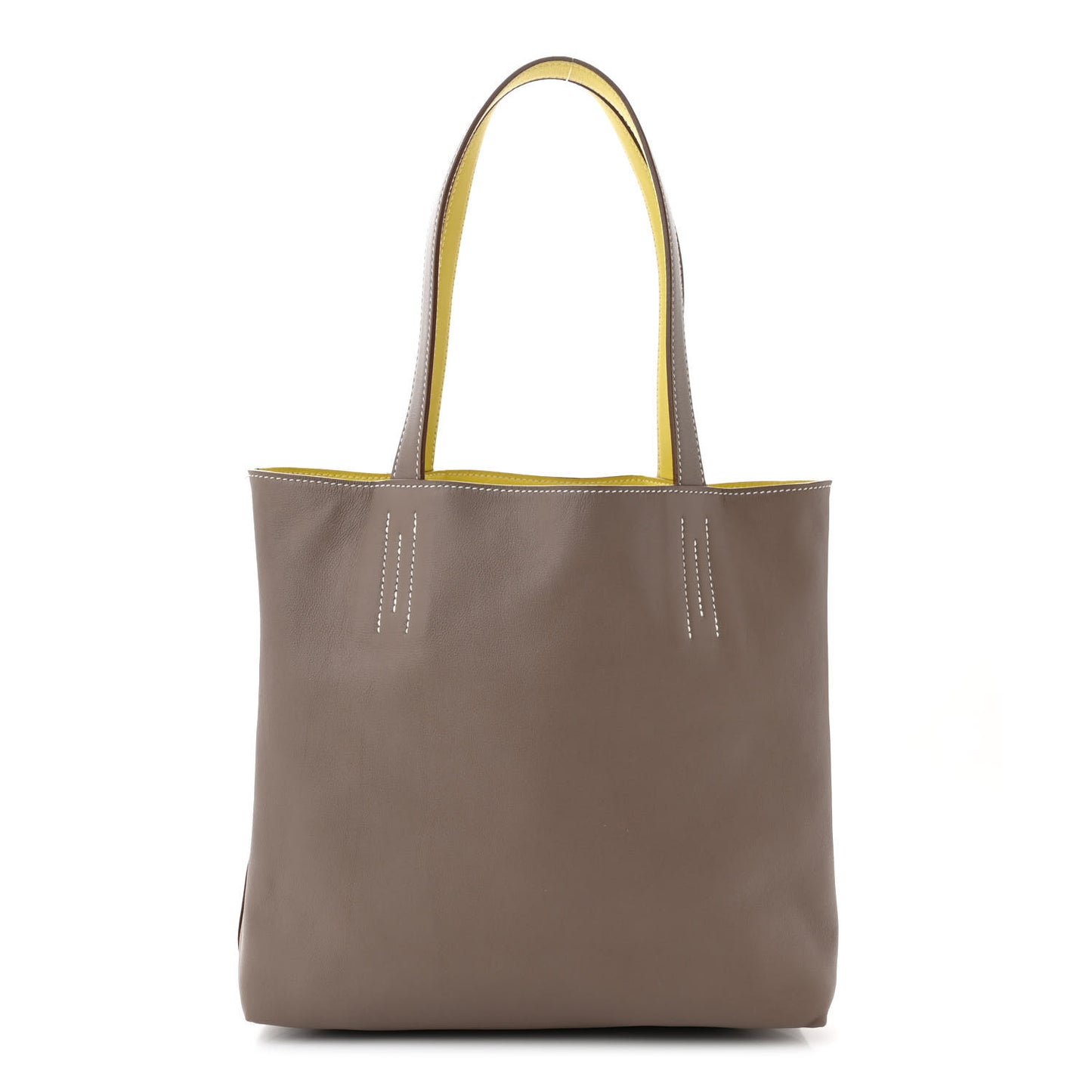 Veau Sikkim Swift Double Sens 28 Reversible Tote Lime Etoupe
