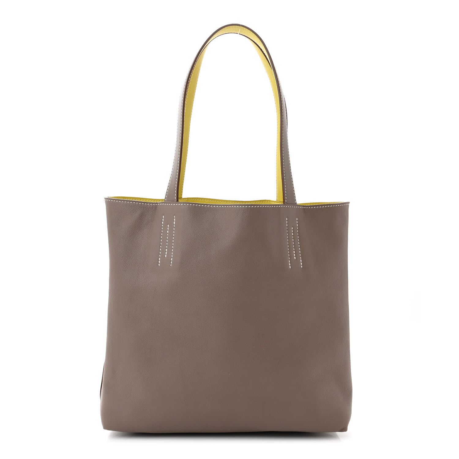 Hermes Veau Sikkim Swift Double Sens 28 Reversible Tote Lime Etoupe 3 of 19