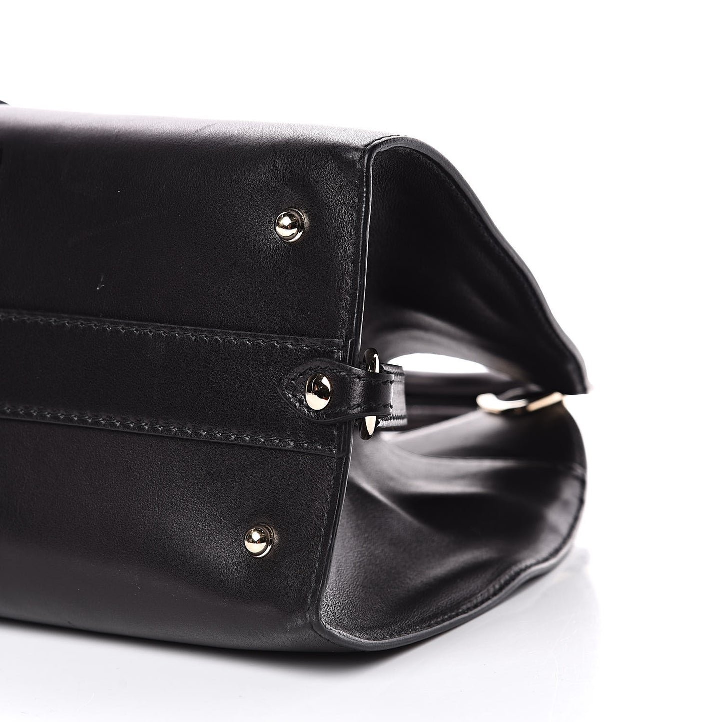 Calfskin Medium Stirrup Top Handle Bag Black