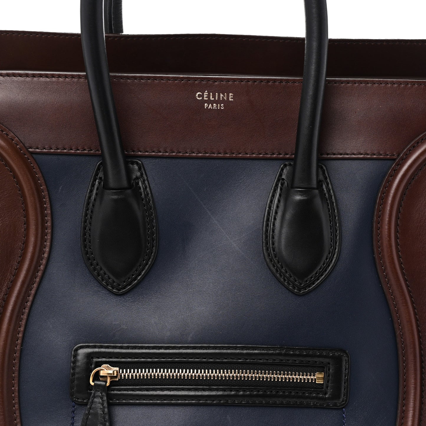 Smooth Calfskin Mini Tri-Color Luggage Navy