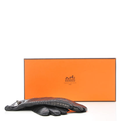 Hermes Matte Alligator Soya Kelly Lock Gloves 7 Black 4 of 4