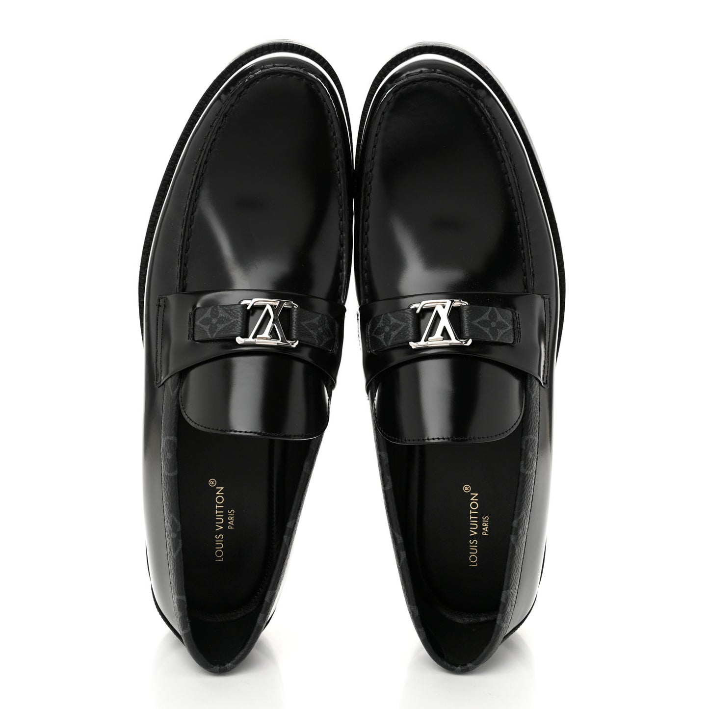 Calfskin Monogram Eclipse Mens Major Loafers 12 Black